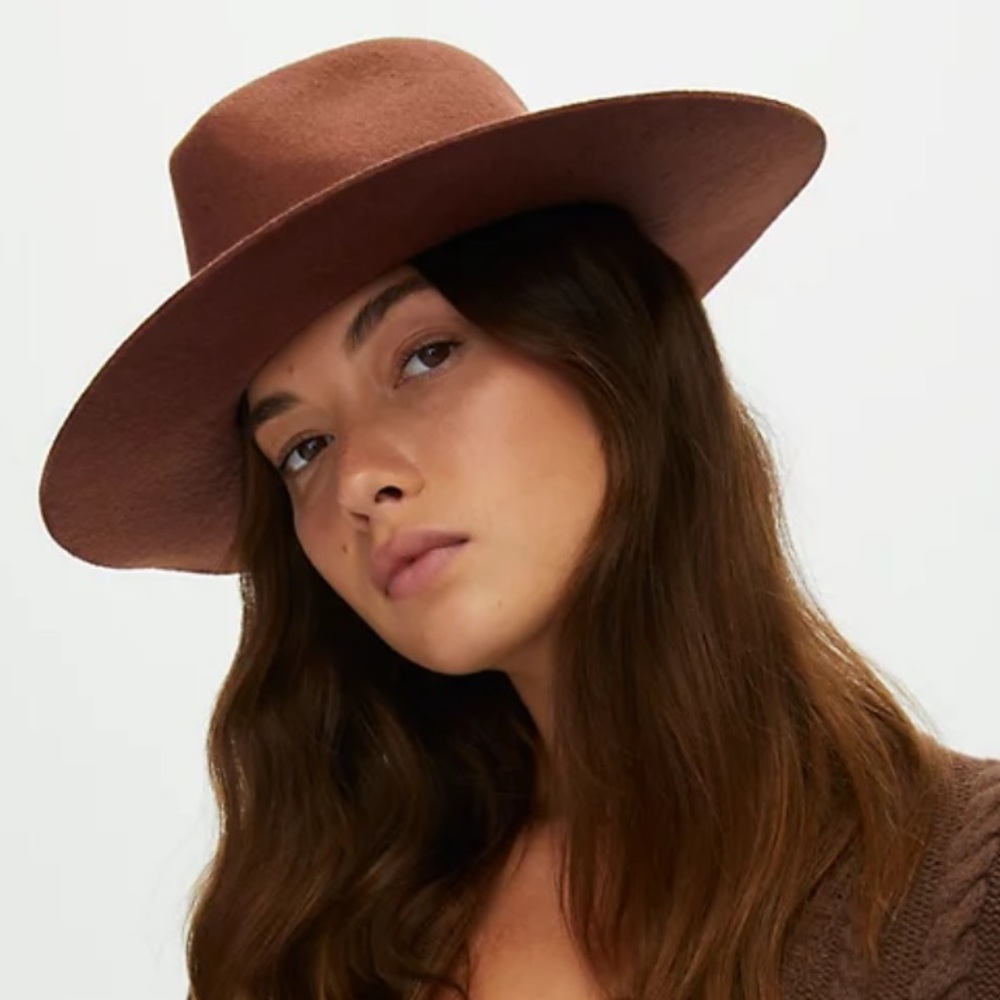NEW Auxiliary Wool Fedora Hat Tobacco/Brown/Cognac Color Adjustable Width